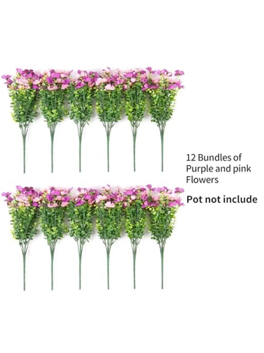 12 Bundle Faux Silk Daisy Flowers Outdoor UV Resistant Purple Pink Patio Porch